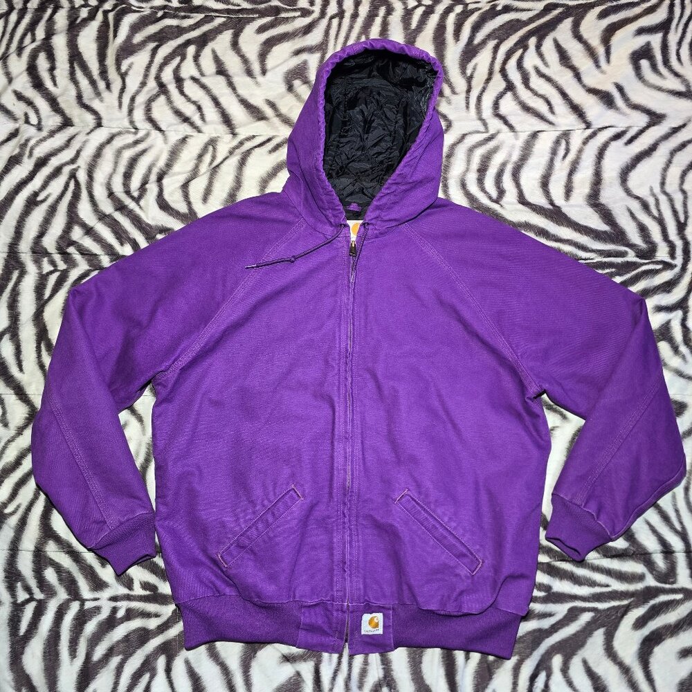Carhartt WJ014 GSD zip-up hooded insulated bomber jacket womens XL grape purple